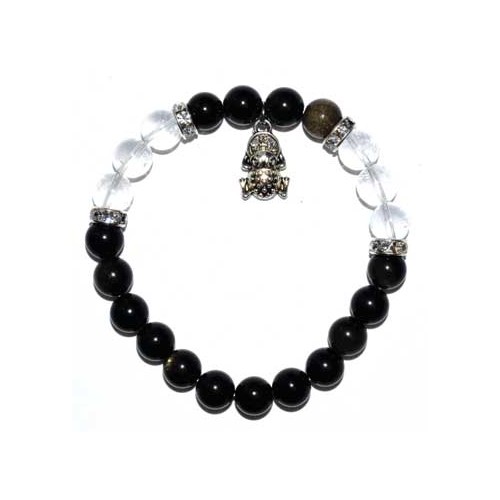 8mm Obsidian Quartz Frog Bracelet