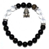 8mm Obsidian Quartz Frog Bracelet