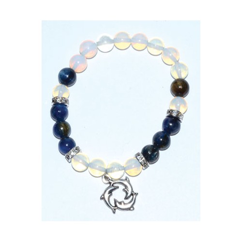 Opalite Kyanite Dolphin Charm Bracelet