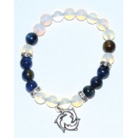 Opalite Kyanite Dolphin Charm Bracelet