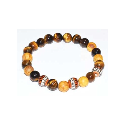 Pulsera de Ojo de Tigre y Palo Santo de 8mm para Riqueza y Sanación