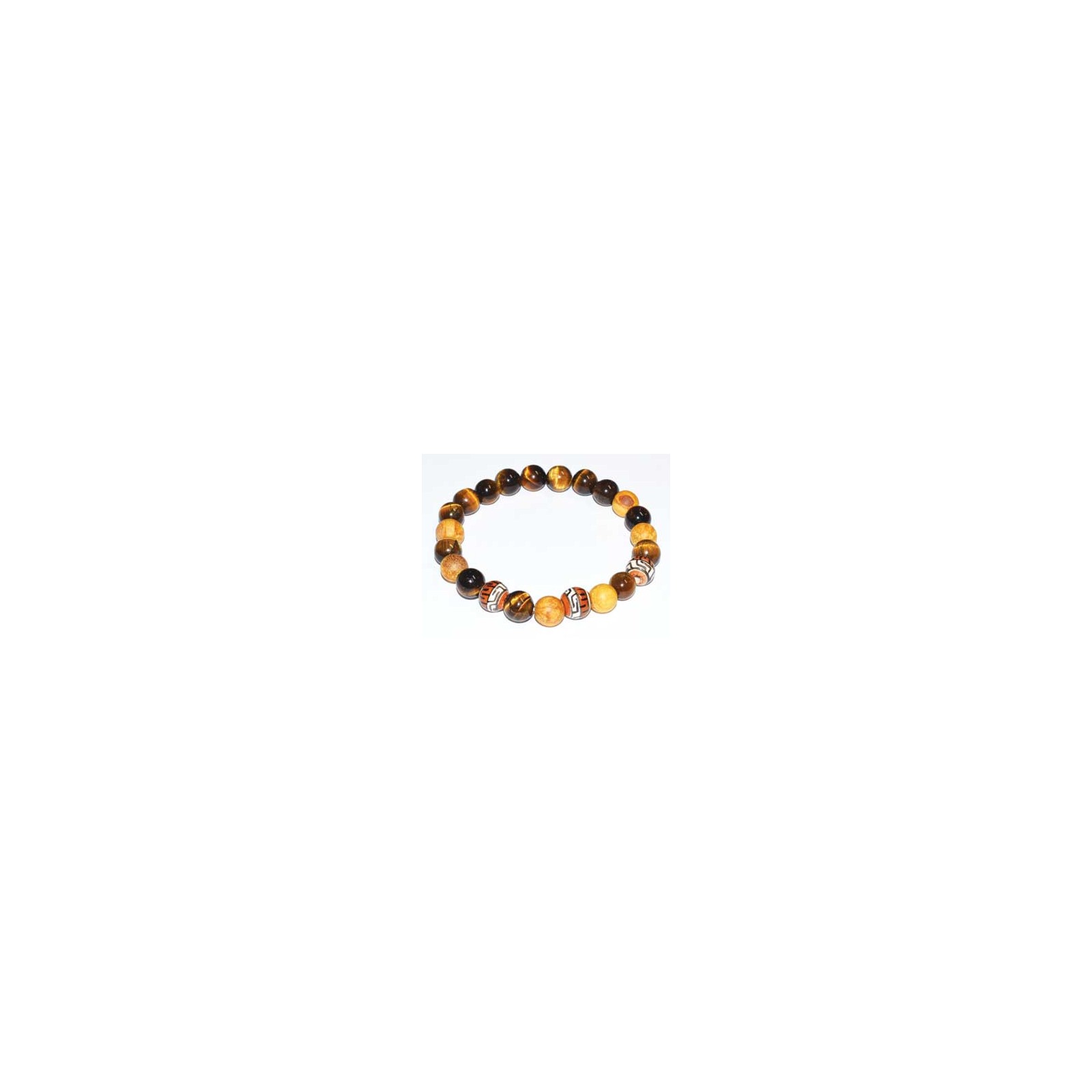 Pulsera de Ojo de Tigre y Palo Santo de 8mm para Riqueza y Sanación