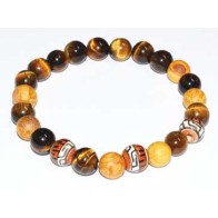 8mm Palo Santo Tiger Eye Bracelet for Wealth and Healing