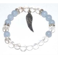 8mm Quartz Angelite Bracelet with Charm