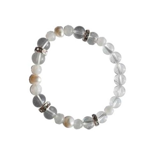 8mm Quartz and Rainbow Moonstone Bracelet