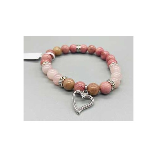 Pulsera de Amor de Rhodonita y Cuarzo Rosa 8mm