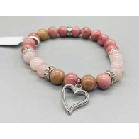 Pulsera de Amor de Rhodonita y Cuarzo Rosa 8mm