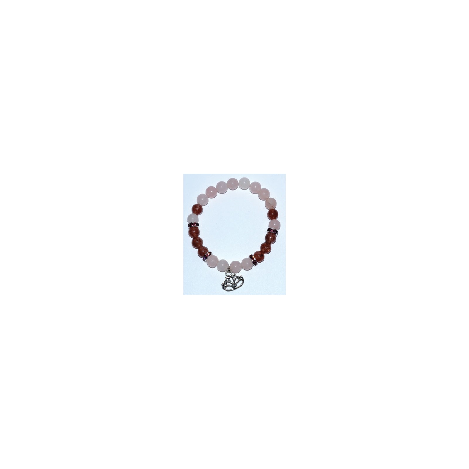 Pulsera de 8mm de Cuarzo Rosa y Cuarzo Fresa para la Paz