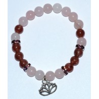 Pulsera de 8mm de Cuarzo Rosa y Cuarzo Fresa para la Paz