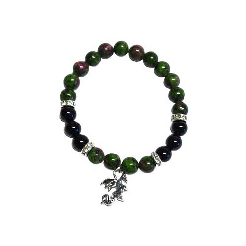 8mm Ruby Zoisite and Black Onyx Bracelet