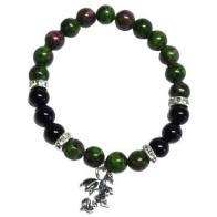 Pulsera de Rubí Zoisita y Ónix Negro de 8mm