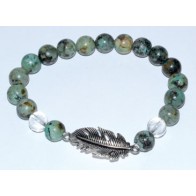 8mm Turquoise Quartz Feather Bracelet