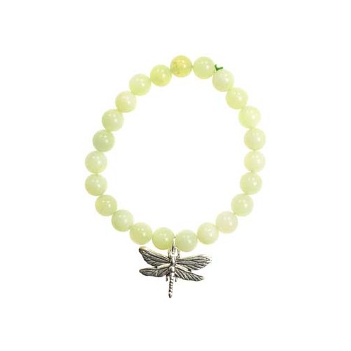 New Jade Serenity Dragonfly Silver Bracelet