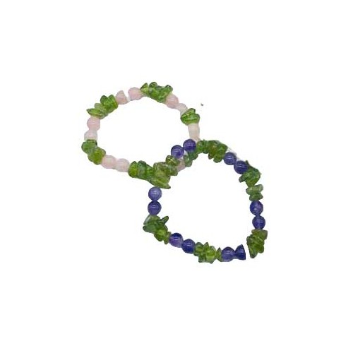 Pulsera de Piedras Preciosas Peridot y Cuarzo para Sanación