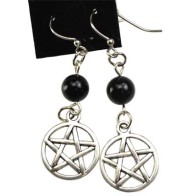 Black Onyx Pentagram Earrings