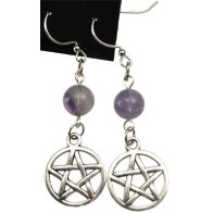 Fluorite Pentagram Earrings for Meditation