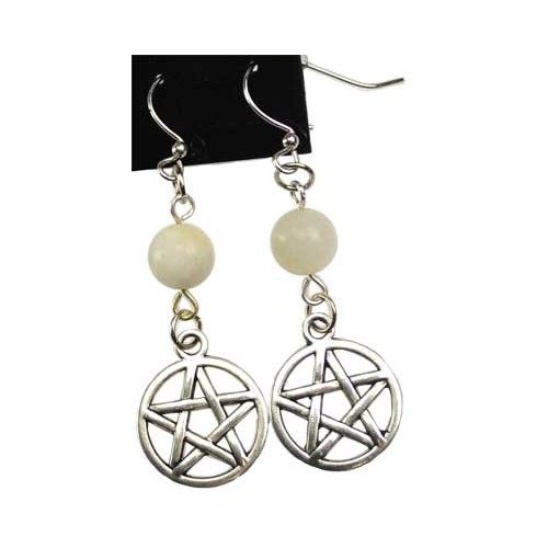 Moonstone Pentagram Earrings for Spiritual Practice