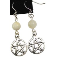 Moonstone Pentagram Earrings for Spiritual Practice