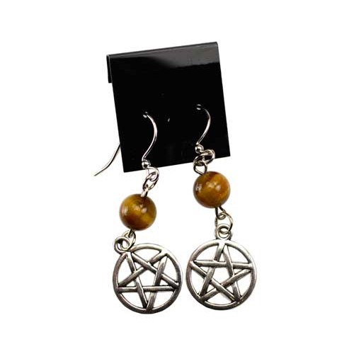 Tiger's Eye Pentagram Earrings