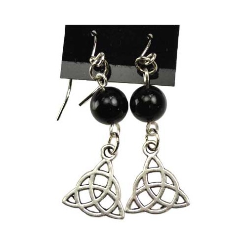 Black Onyx Triquetra Earrings - Elegant Energy Focus