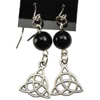 Black Onyx Triquetra Earrings - Elegant Energy Focus