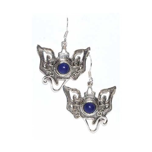 Ganesha Lapis Earrings Sterling Silver