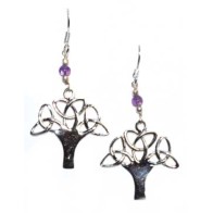 Amethyst Tree Symbol Earrings Sterling Silver