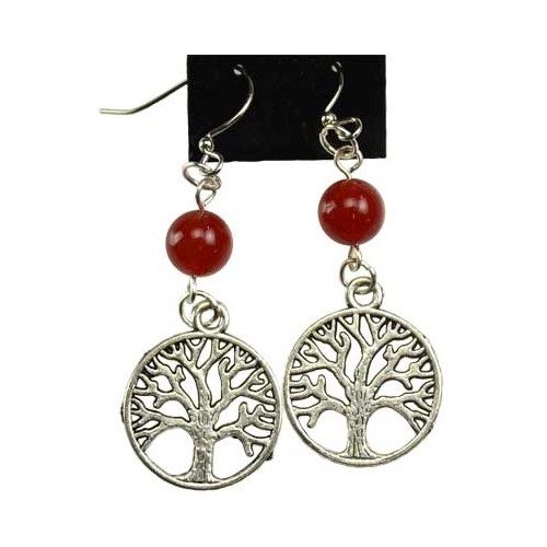 Pendientes Árbol de la Vida de Carnelian para Meditación