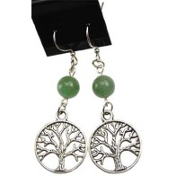 Pendientes Árbol de la Vida de Aventurina Verde para Meditación