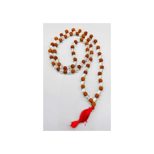 Japmala de Rudraksha y Cuarzo para Meditación y Protección