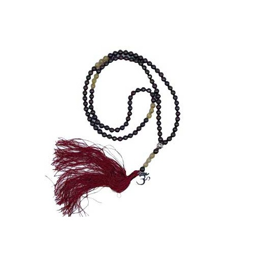 Om Garnet & Golden Rutile Japmala for Meditation