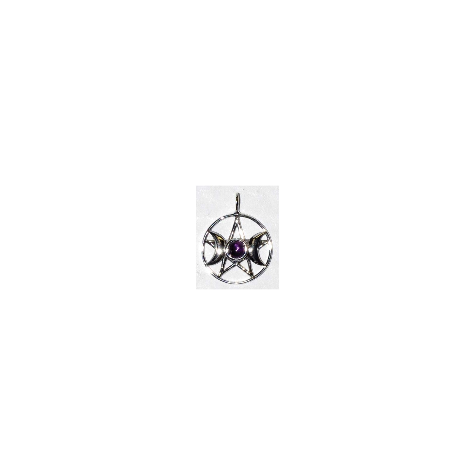 Triple Goddess Amethyst Pentagram Pendant