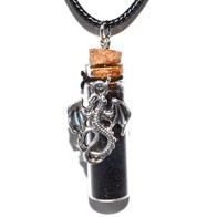 Dragon Black Glitter Spell Bottle Necklace