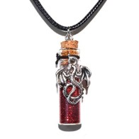 Dragon Red Glitter Spell Bottle Necklace