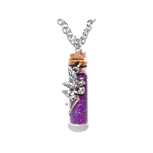 Fairy Purple Glitter Spell Bottle Necklace