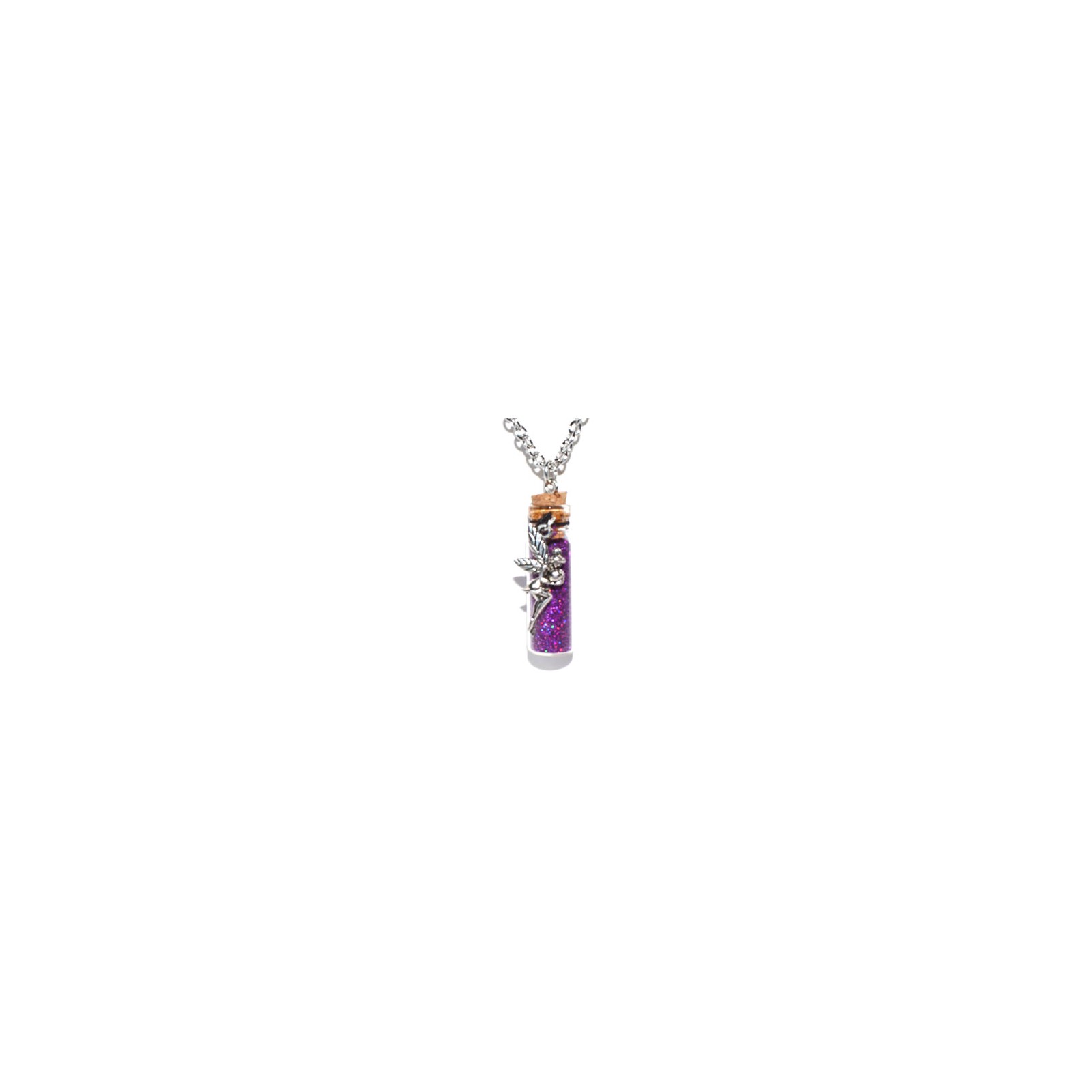 Fairy Purple Glitter Spell Bottle Necklace