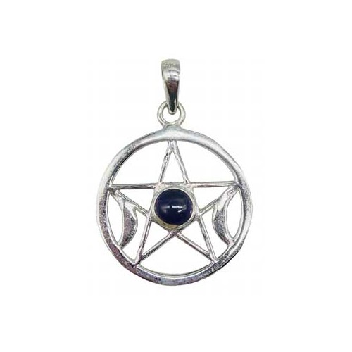 30mm Amethyst Triple Moon Pentagram Pendant