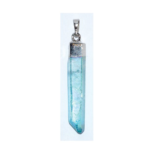 Set of 3 Aqua Aura Quartz Pendant 2 Inch