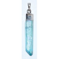 Set of 3 Aqua Aura Quartz Pendant 2 Inch