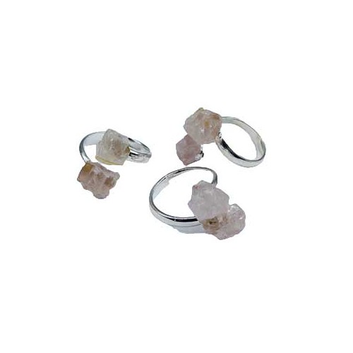 Juego de 3 Anillos Ajustables de Cuarzo Rosa