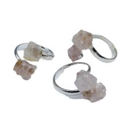 Adjustable Rose Quartz Ring Set of 3