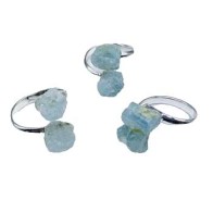 Set of 3 Adjustable Aquamarine Rings