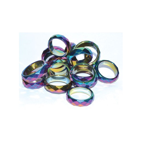 Rainbow Magnetic Hematite Rings Set 50