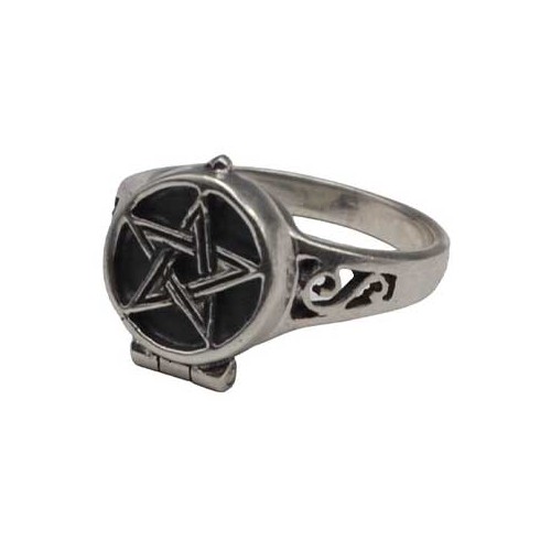 Anillo de Veneno de Plata Esterlina con Pentagrama