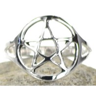 Silver Plated Brass Pentagram Ring Size 10