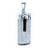 Unique Selenite Black Tourmaline Pendant