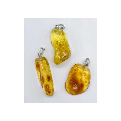 Unique Amber Tumbled Pendant from Brazil