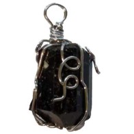 Black Tourmaline Wire-Wrapped Crystal Pendant