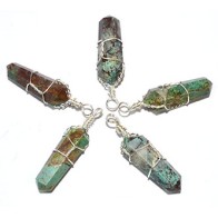 Wire Wrapped Chrysocolla Points Set for Jewelry