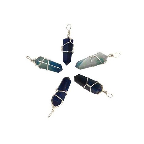 Blue Onyx Wire Wrapped Point Set of 5